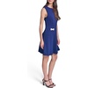 image:imageKarl Lagerfeld Womens Sleeveless Split Neck Scuba Crepe Fit and Flare Pearl Embellishments DressMaritime