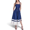 image:imageKarl Lagerfeld Womens Sleeveless Square Neck Cotton Colorblock Midi DressMaritimeSoft White
