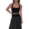 image:imageKarl Lagerfeld Womens Sleeveless Stretch Velvet Novelty Belt Midi DressBlack
