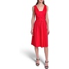image:imageKarl Lagerfeld Womens Sleeveless V Neck Cotton Fit and Flare Midi DressTomato