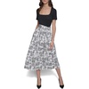 image:imageKarl Lagerfeld Womens Square Neck Short Sleeve Bow Midi DressBlackSoft WhiteBlack Combo