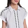 image:imageKarl Lagerfeld Womens Threaded Lace Rosette Buttons Poplin BlouseWhite