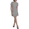 image:imageKarl Lagerfeld Womens Tweed Short Sleeve Round Neck Shift Mini DressBlackSoft White