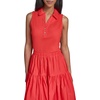 image:imageKarl Lagerfeld Womens VNeck Polo Dress Mixed Media Collared Neck Rosette Buttons DressApple Red