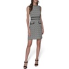 image:imageKarl Lagerfeld Womens Waist Piping Crew Neck Textured Jacquard DressBlack Soft White
