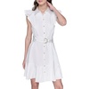 image:imageKARL LAGERFELD Womens Flutter Sleeve Collared ShirtdressSoft White