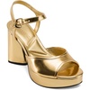 image:imageKARL LAGERFELD Womens Hallet Platform Block Heel With Ankle StrapGold