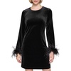 image:imageKARL LAGERFELD Womens Long Sleeve Stretch Velvet Sheath Mini DressBlack