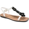 image:imageKARL LAGERFELD Womens Margate Flat Thong Sandal With Flower EmbellishmentsBright White