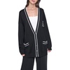image:imageKARL LAGERFELD Womens Varsity Cardigan With Patch SweaterBlackSoft White