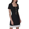 image:imageKarl Lagerfeld Womens Belted Buttons Down Front Scuba Crepe DressBlack  Soft White