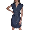 image:imageKarl Lagerfeld Womens Buttons Down Front Denim Self Tie Belt DressIndigo
