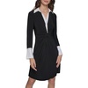 image:imageKarl Lagerfeld Womens Collared Contrast Butttoned Long Sleeve DressBlack Soft White