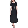image:imageKarl Lagerfeld Womens Contrast Collar and Sleeve Trim Midi DressBlack  Soft White