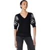 image:imageKarl Lagerfeld Womens Floral Short Sleeve SweaterBlack