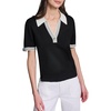 image:imageKarl Lagerfeld Womens Johnny Collar VNeck Rosette Button SweaterBlackSoft White