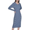 image:imageKarl Lagerfeld Womens Long Sleeve Button Detail Ankle Length Essential DressGlacier BlueNaval Academy