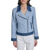 image:imageKarl Lagerfeld Womens Long Sleeve Collared Denim Tweed JacketLight Blue Multi