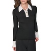 image:imageKarl Lagerfeld Womens Long Sleeve Collared Flared Sleeves Gold Buttons SweaterBlackSoft White