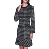 image:imageKarl Lagerfeld Womens Long Sleeve Contrast Grid Cropped Two Pockets Tweed JacketBlack Soft White