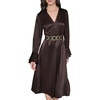 image:imageKarl Lagerfeld Womens Long Sleeve Crinkle Poly Satin Novelty Belt Midi Shirt DressEspresso