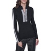 image:imageKarl Lagerfeld Womens Long Sleeve Mock Neck Logo Tape Zip Up SweaterBlack