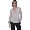 image:imageKarl Lagerfeld Womens Sheer Long Sleeve Ruffle Front VNeck Woven BlouseBirch