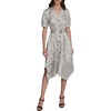 image:imageKarl Lagerfeld Womens Short Puffed Sleeve VNeck Hanky Hem Belted Midi DressBisqueBlack