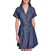 image:imageKarl Lagerfeld Womens Short Sleeve Collar Chambray Shirt Dress Fit and Flare DressDark Wash