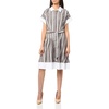 image:imageKarl Lagerfeld Womens Short Sleeve Collar Melange Stripe Shirt Dress Sash Belt DressEarthy BrownSoft White