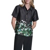 image:imageKarl Lagerfeld Womens Short Sleeve Collared Button Down Floral Camp ShirtBlack Combo