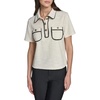 image:imageKarl Lagerfeld Womens Short Sleeve Collared Lurex Tweed TopBisque