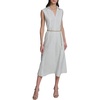 image:imageKarl Lagerfeld Womens Short Sleeve Collared Neck Floral Ottoman Midi Chain Belt DressSoft White