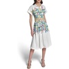 image:imageKarl Lagerfeld Womens Short Sleeve Collared Neck Placed Floral Belted Button Down Midi DressSoft White Combo