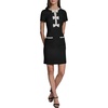 image:imageKarl Lagerfeld Womens Short Sleeve Crew Neck Faux Tweed Contrast Framing a Line DressBlackSoft White