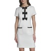 image:imageKarl Lagerfeld Womens Short Sleeve Crew Neck Faux Tweed Contrast Framing a Line DressSoft WhiteBlack