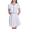 image:imageKarl Lagerfeld Womens Short Sleeve Crew Neck Knit Tweed Contrast Framing Aline DressSoft WhiteLight Blue Multi