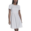 image:imageKarl Lagerfeld Womens Short Sleeve Embellished Neckline Scuba Crepe Fit amp Flare DressSoft White