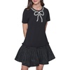 image:imageKarl Lagerfeld Womens Short Sleeve Embellished Scuba Crepe DressBlack