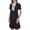 image:imageKarl Lagerfeld Womens Short Sleeve Neck Tie Silky Crepe Flounce Hem DressBlackBirch