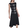 image:imageKarl Lagerfeld Womens Short Sleeve Scuba Crepe Wear to Work Midi DressBlackSoft White