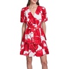 image:imageKarl Lagerfeld Womens Short Sleeve V Neck Printed Ecovero Fit and Flare Rope Belt DressTomato Multi