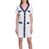 image:imageKarl Lagerfeld Womens Short Sleeve V Neck Scuba Crepe Aline Contrast Framing DressSoft WhiteMaritime