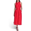 image:imageKarl Lagerfeld Womens Sleeveless Collar Linen Rope Belt Midi DressTomato