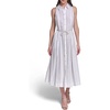 image:imageKarl Lagerfeld Womens Sleeveless Collar Striped Linen Rope Belt Midi DressSoft WhiteHummus