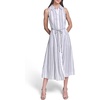 image:imageKarl Lagerfeld Womens Sleeveless Collar Striped Linen Rope Belt Midi DressSoft WhiteMaritime