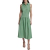 image:imageKarl Lagerfeld Womens Sleeveless Collared Neck Stripe Shirting Midi Wear to Work DressBotanic GreenSoft White