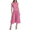 image:imageKarl Lagerfeld Womens Sleeveless Collared Neck Stripe Shirting Midi Wear to Work DressFuchsiaSoft White
