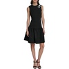 image:imageKarl Lagerfeld Womens Sleeveless Crew Neck Floral Jacquard Drop Waist Flower Detail DressBlack