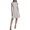 image:imageKarl Lagerfeld Womens Sleeveless Crew Neck Floral Jacquard Drop Waist Flower Detail DressSoft White